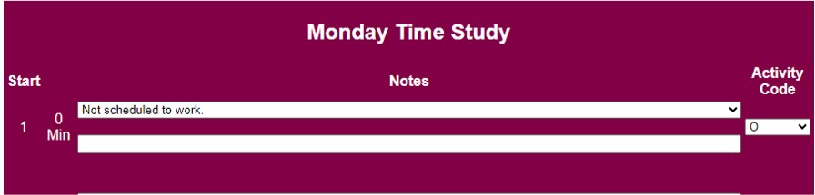 Time Sheet Example
